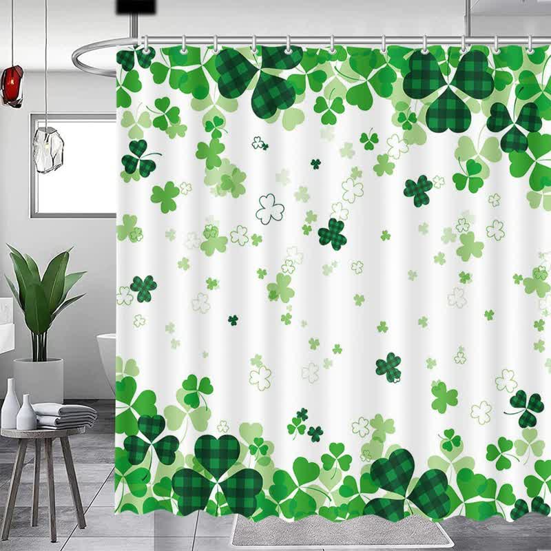Rideau de douche décoratif à motif de trèfle pastoral