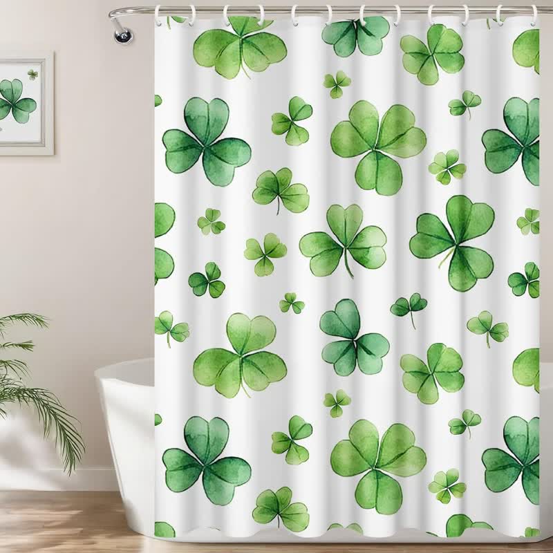 Rideau de douche décoratif à motif de trèfle pastoral