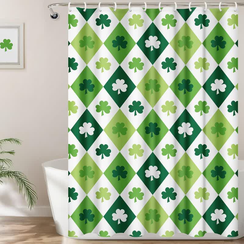 Rideau de douche décoratif à motif de trèfle pastoral
