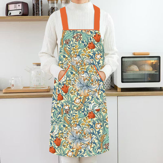 Tablier imperméable et résistant à l'huile avec motif floral rétro