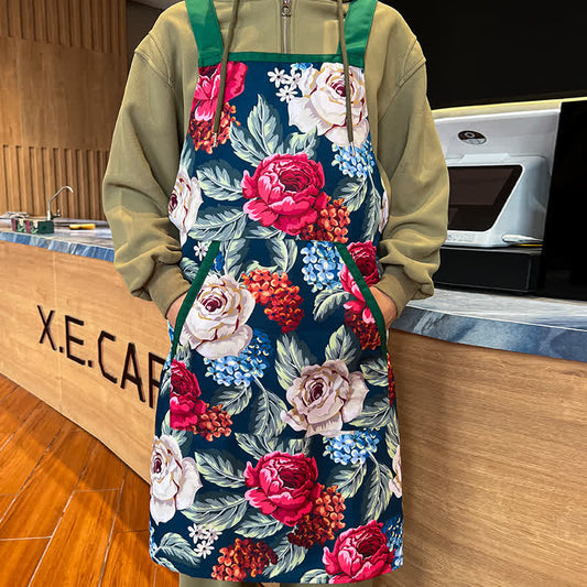 Tablier imperméable élégant à motif rose avec poche