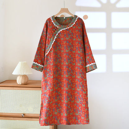 Chemise de nuit en jacquard pur coton à motif papillon