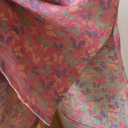Chemise de nuit en jacquard pur coton à motif papillon