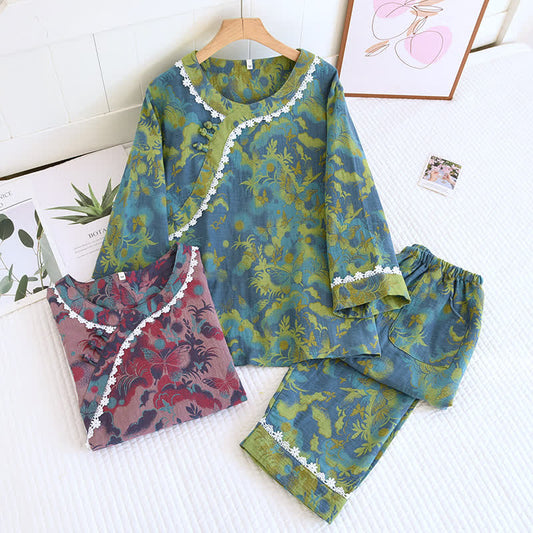 Ensemble pyjama en gaze double épaisseur avec papillon rétro