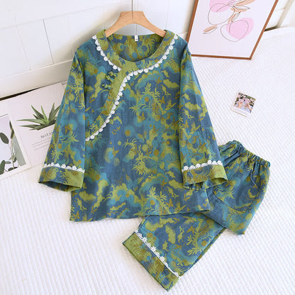 Ensemble pyjama en gaze double épaisseur avec papillon rétro