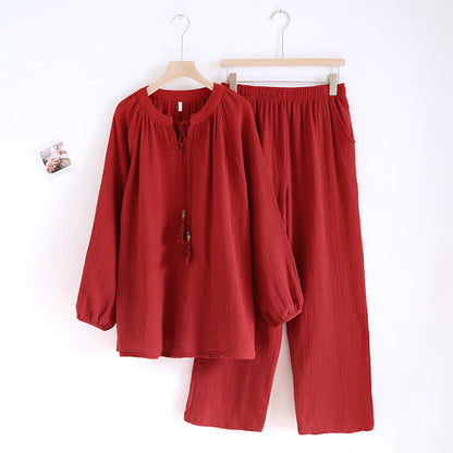 Pyjama en gaze double épaisseur de couleur unie