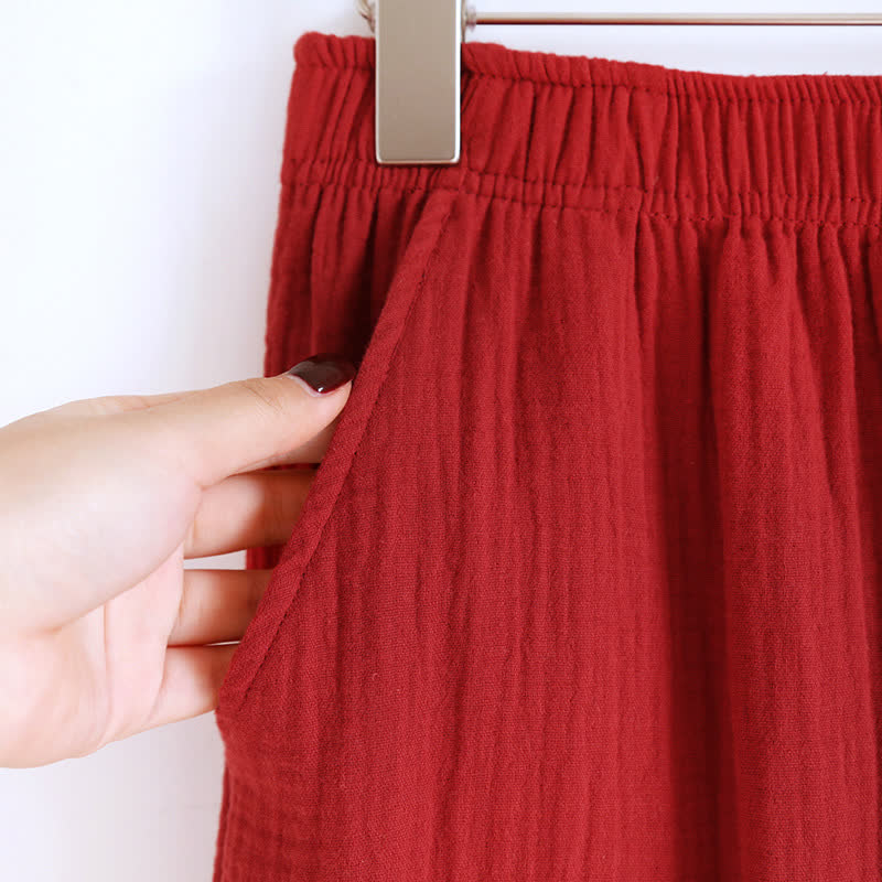 Pyjama en gaze double épaisseur de couleur unie