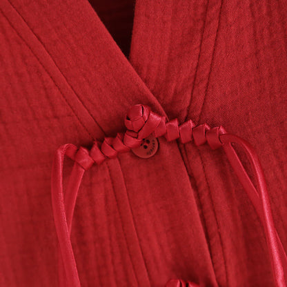 Pyjama en gaze double épaisseur de couleur unie