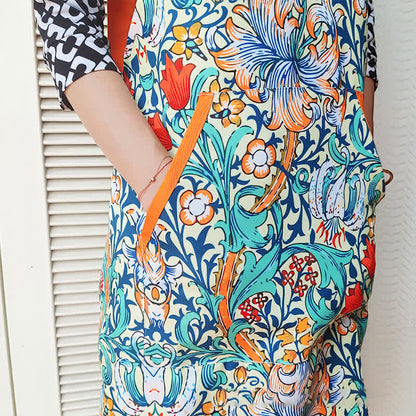 Tablier imperméable et résistant à l'huile avec motif floral rétro