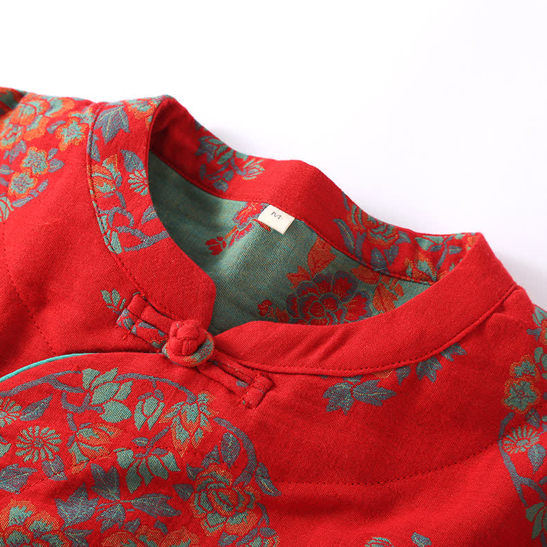 Ensemble de nuit en gaze de coton avec fermeture grenouille et motif floral
