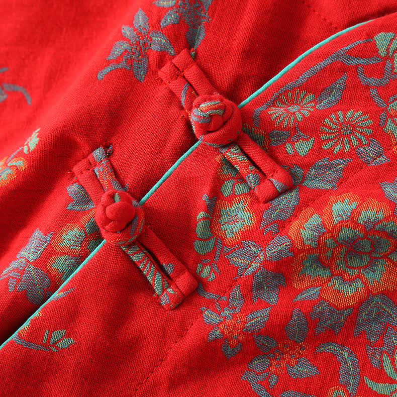Ensemble de nuit en gaze de coton avec fermeture grenouille et motif floral