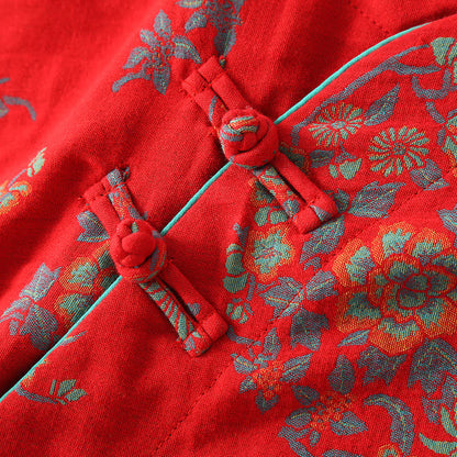 Ensemble de nuit en gaze de coton avec fermeture grenouille et motif floral