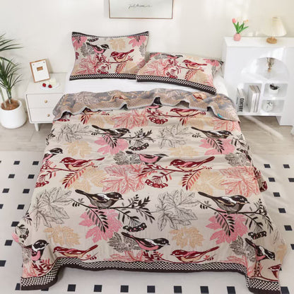 Couette quatre couches en coton jacquard « Rural Bird »