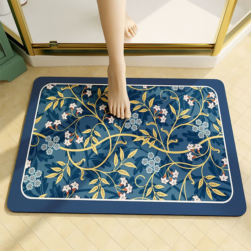 Tapis de sol vintage en boue de diatomées florales