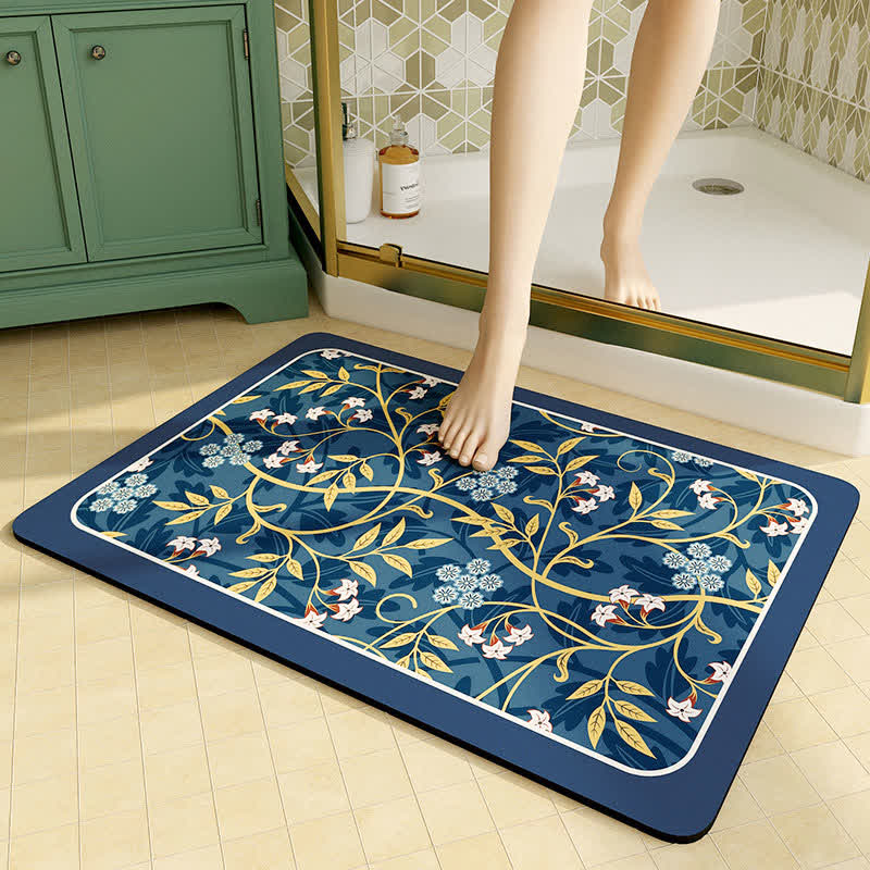 Tapis de sol vintage en boue de diatomées florales