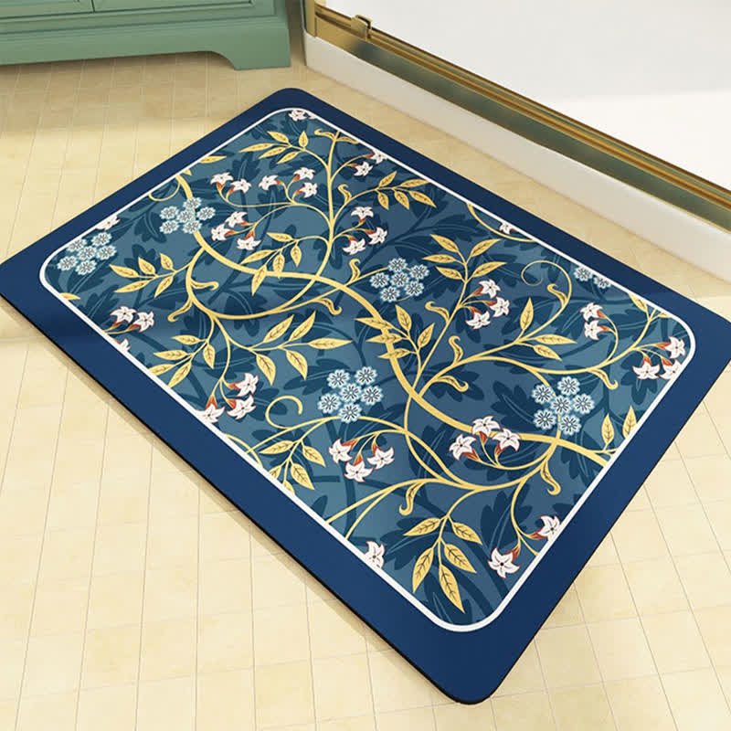 Tapis de sol vintage en boue de diatomées florales