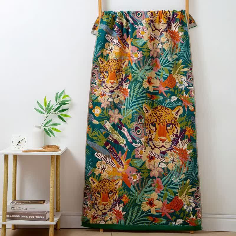 Serviette de bain en gaze de coton douce style forêt