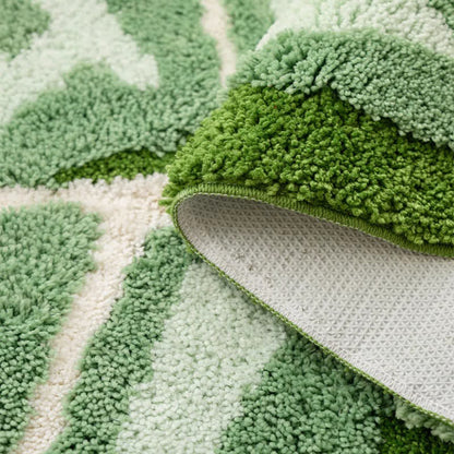 Tapis de bain antidérapant avec feuilles tropicales vertes
