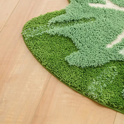 Tapis de bain antidérapant avec feuilles tropicales vertes