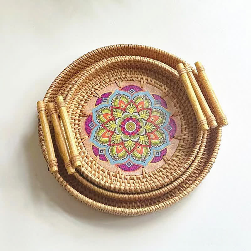 Panier à collation en rotin de style ethnique