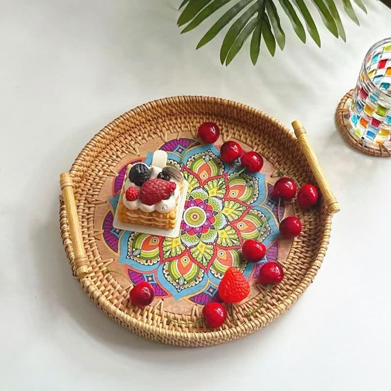 Panier à collation en rotin de style ethnique