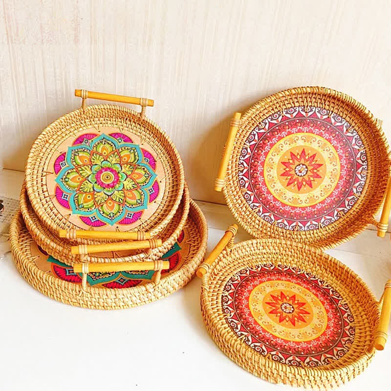 Panier à collation en rotin de style ethnique