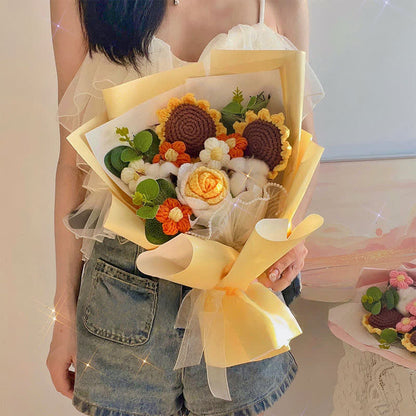 Bouquet de roses créatif fait main au crochet