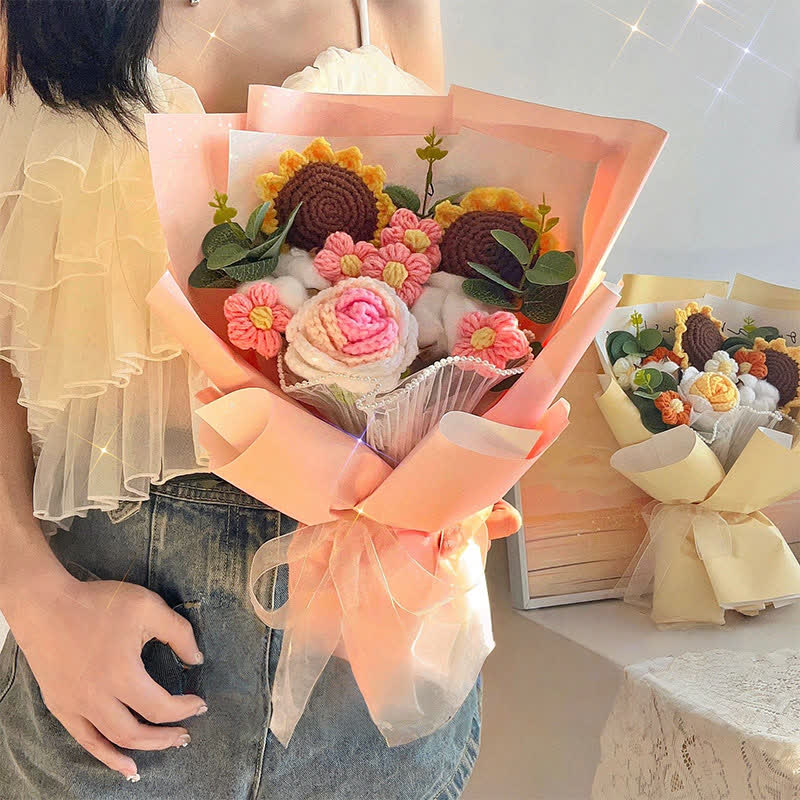 Bouquet de roses créatif fait main au crochet