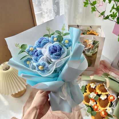 Bouquet de roses créatif fait main au crochet