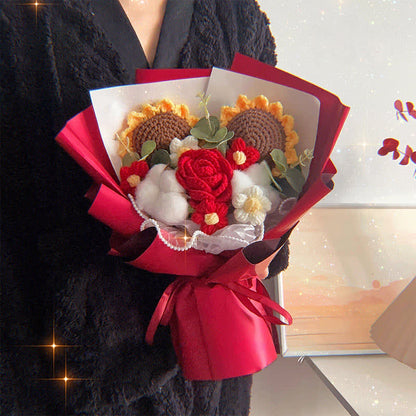 Bouquet de roses créatif fait main au crochet