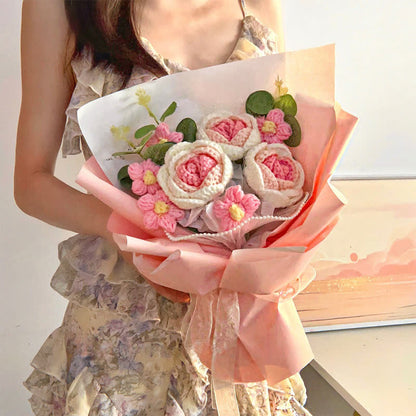 Bouquet de roses créatif fait main au crochet