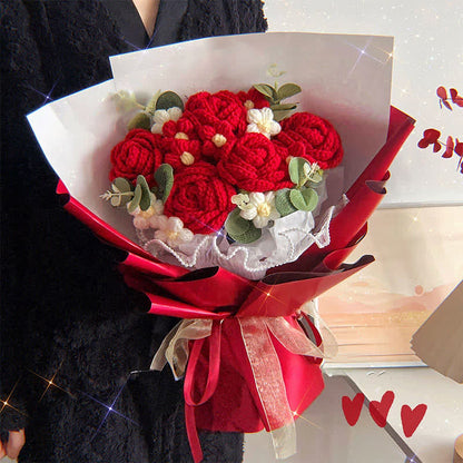 Bouquet de roses créatif fait main au crochet