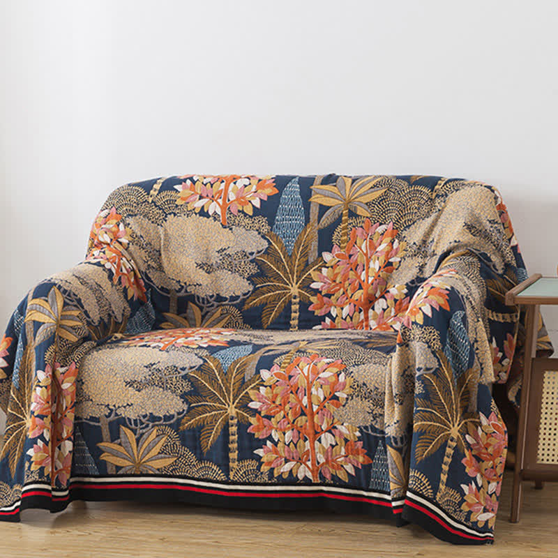 Couverture douillette en gaze de coton avec motif jungle tropicale