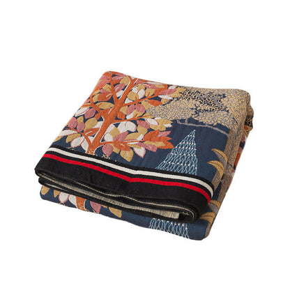 Couverture douillette en gaze de coton avec motif jungle tropicale