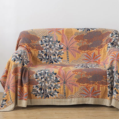 Couverture douillette en gaze de coton avec motif jungle tropicale