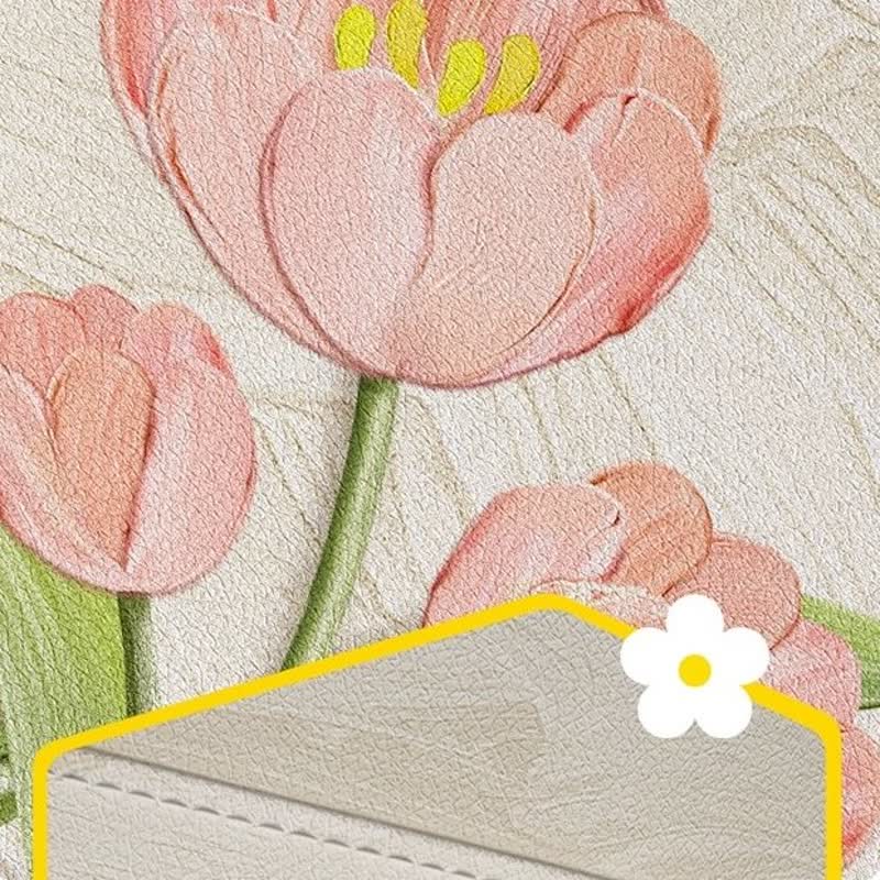 Corbeille à papier en cuir double épaisseur à motif floral