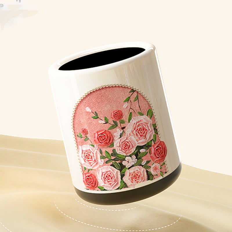 Poubelle élégante, double couche et durable avec motif rose