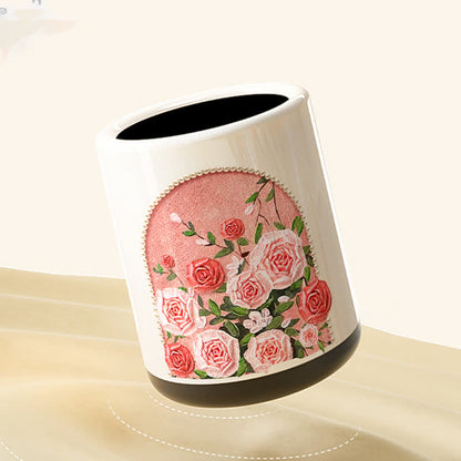 Poubelle élégante, double couche et durable avec motif rose