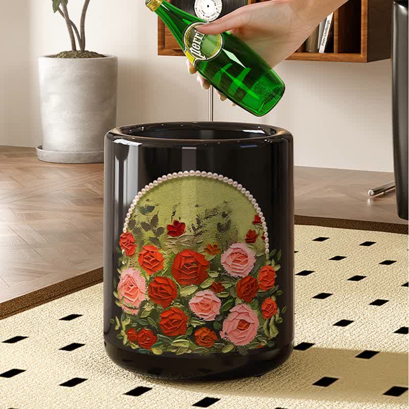 Poubelle élégante, double couche et durable avec motif rose