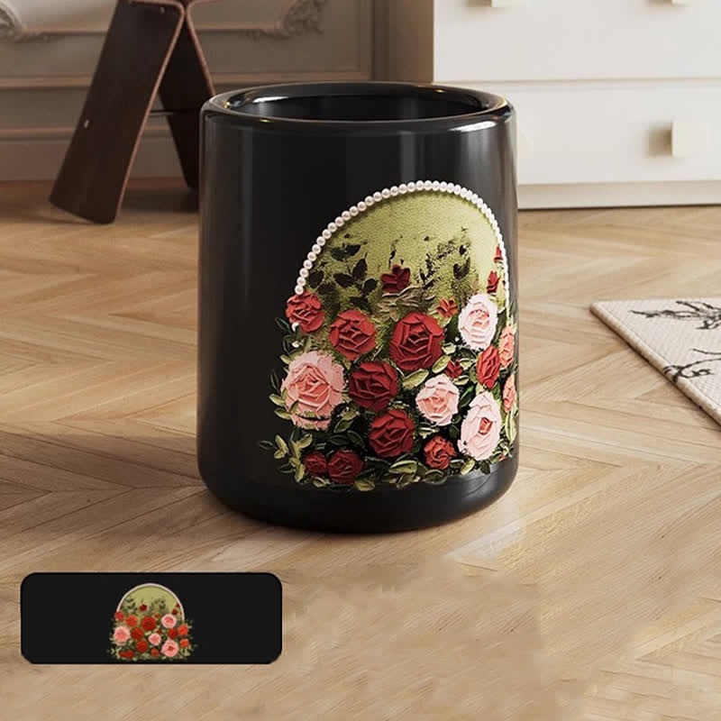 Poubelle élégante, double couche et durable avec motif rose