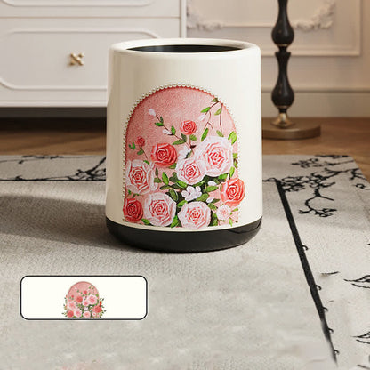 Poubelle élégante, double couche et durable avec motif rose