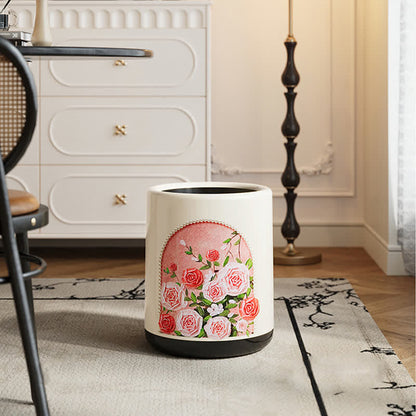 Poubelle élégante, double couche et durable avec motif rose