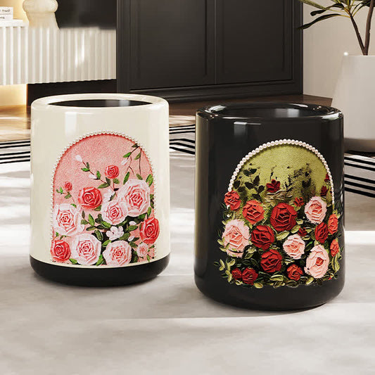 Poubelle élégante, double couche et durable avec motif rose