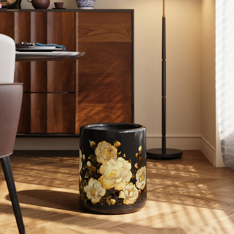 Poubelle double couche durable avec fleur en fleurs