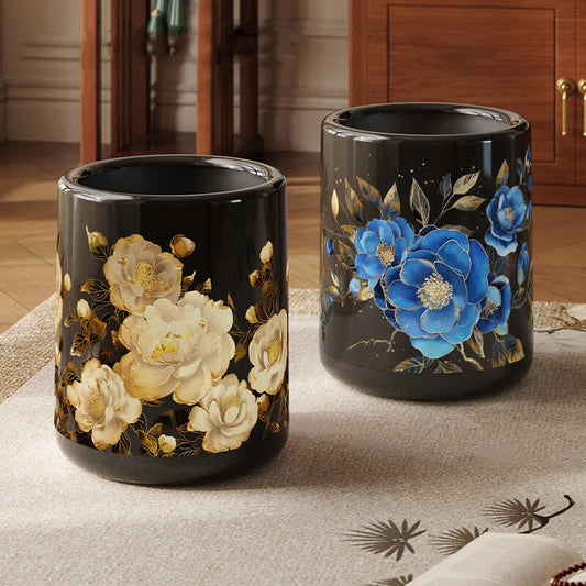 Poubelle double couche durable avec fleur en fleurs