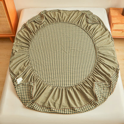 Drap-housse doux en pur coton avec un motif à carreaux simple