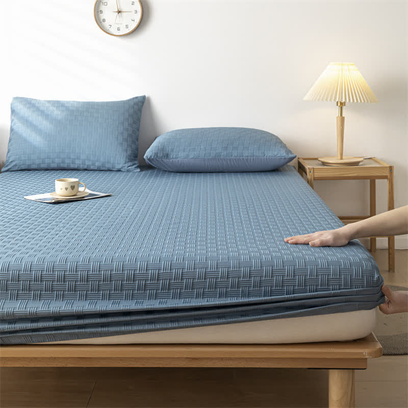 Drap-housse uni et doux en coton lavé