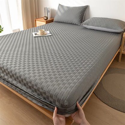 Drap-housse uni et doux en coton lavé