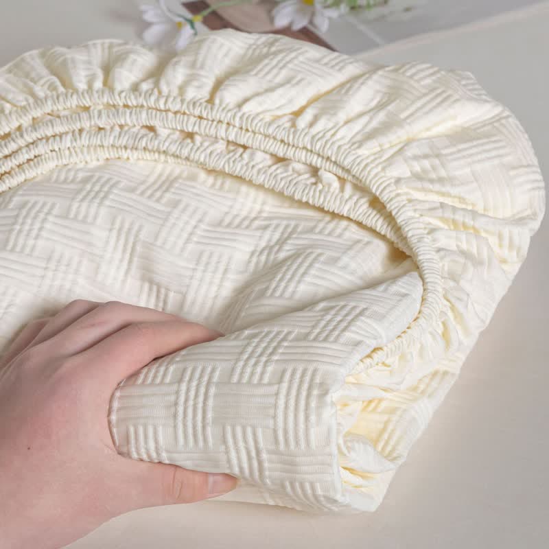 Drap-housse uni et doux en coton lavé