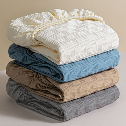 Drap-housse uni et doux en coton lavé
